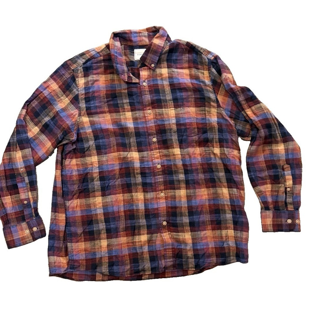 ROWM Mens XL Plaid Button Down Shirt Long Sleeve Multicolor Fall Flannel
